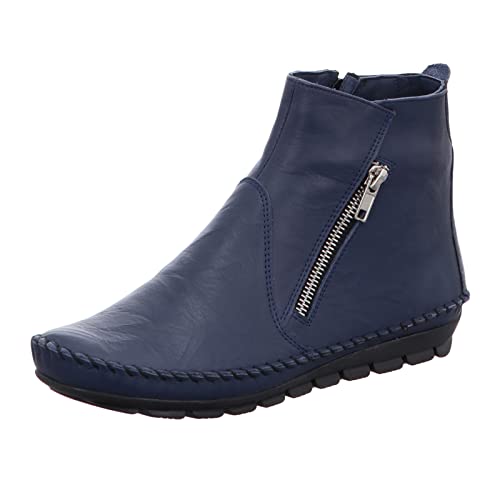 Gemini Damen Stiefelette Boot Reißverschluss Profilsohle 031020-01, Größe:42 EU, Farbe:Blau von Gemini