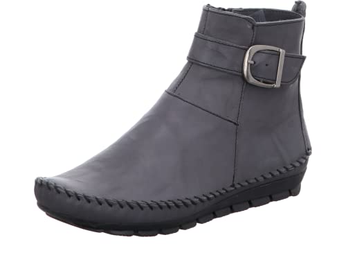 Gemini Damen Stiefelette Boot Reißverschluss Ziernaht Schnalle 382017-01, Größe:37 EU, Farbe:Grau von Gemini