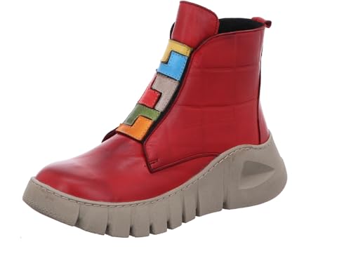 Gemini Damen Stiefelette geometrische Formen Reißverschluss Profilsohle 033309-02, Größe:39 EU, Farbe:Rot von Gemini