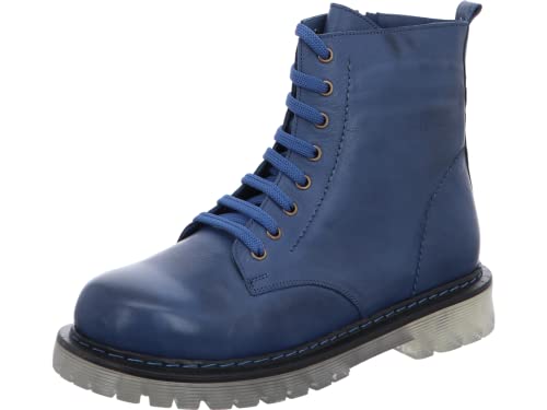 Gemini Damen Stiefelette Combat Boot transparente Profilsohle 342290-02, Größe:40 EU, Farbe:Blau von Gemini