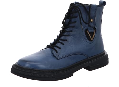 Gemini Damen Stiefelette Combat Schnürboot Leder 333085-02, Größe:37 EU, Farbe:Blau von Gemini