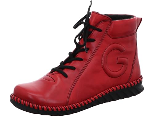 Gemini Damen Stiefelette Leder Logo Stickerei Wechselfußbett 033402-02, Größe:37 EU, Farbe:Rot von Gemini