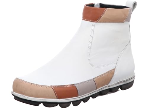 Gemini Damen Stiefelette Leder sportlich Reißverschluss Colorblock 343833-01, Größe:38 EU, Farbe:Weiß von Gemini