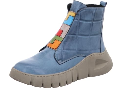 Gemini Damen Stiefelette geometrische Formen Reißverschluss Profilsohle 033309-02, Größe:38 EU, Farbe:Blau von Gemini