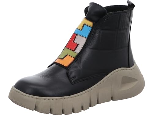 Gemini Damen Stiefelette geometrische Formen Reißverschluss Profilsohle 033309-02, Größe:41 EU, Farbe:Schwarz von Gemini