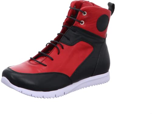 Gemini Damen Stiefelette sportlich High Top Sneaker Leder zweifarbig 340610-02, Größe:40 EU, Farbe:Rot von Gemini