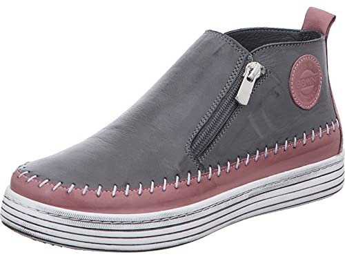 Gemini Damen Stiefelette Leder Boot Ziernaht Reißverschluss 342330-02, Größe:39 EU, Farbe:Grau von Gemini