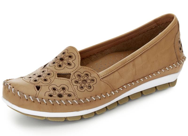 Gemini, leichte Damen-Slipper, Weite G, mit herausnehmbarem Fußbett, Camel, Größe 41 von Gemini