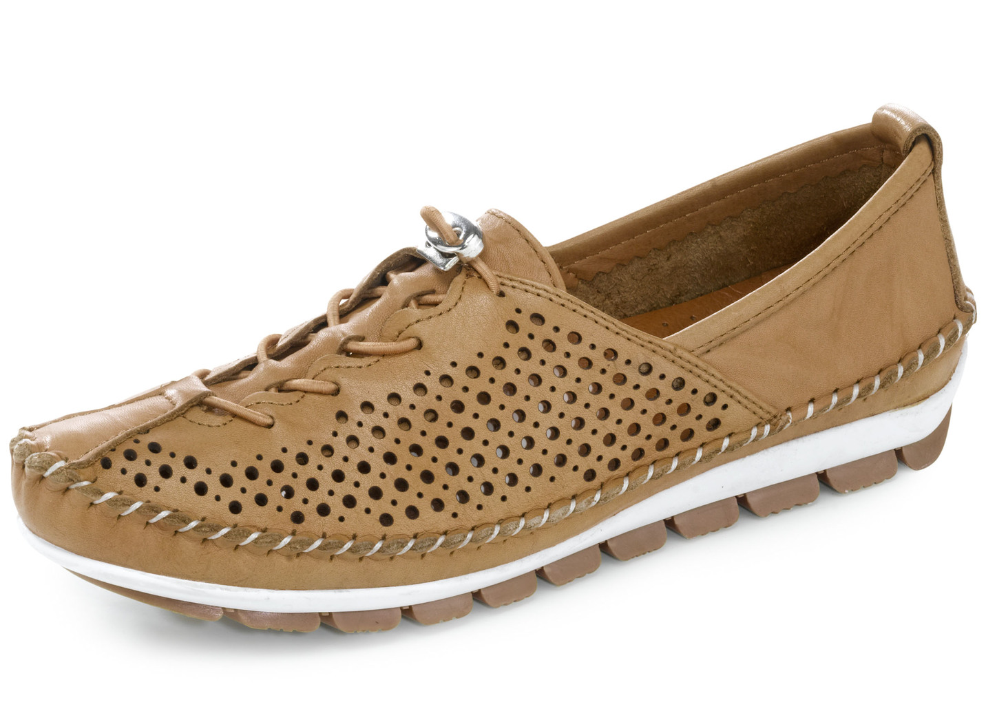 Gemini, bequeme Damen-Slipper, Weite G, mit herausnehmbarem Fußbett, Camel, Größe 41 von Gemini