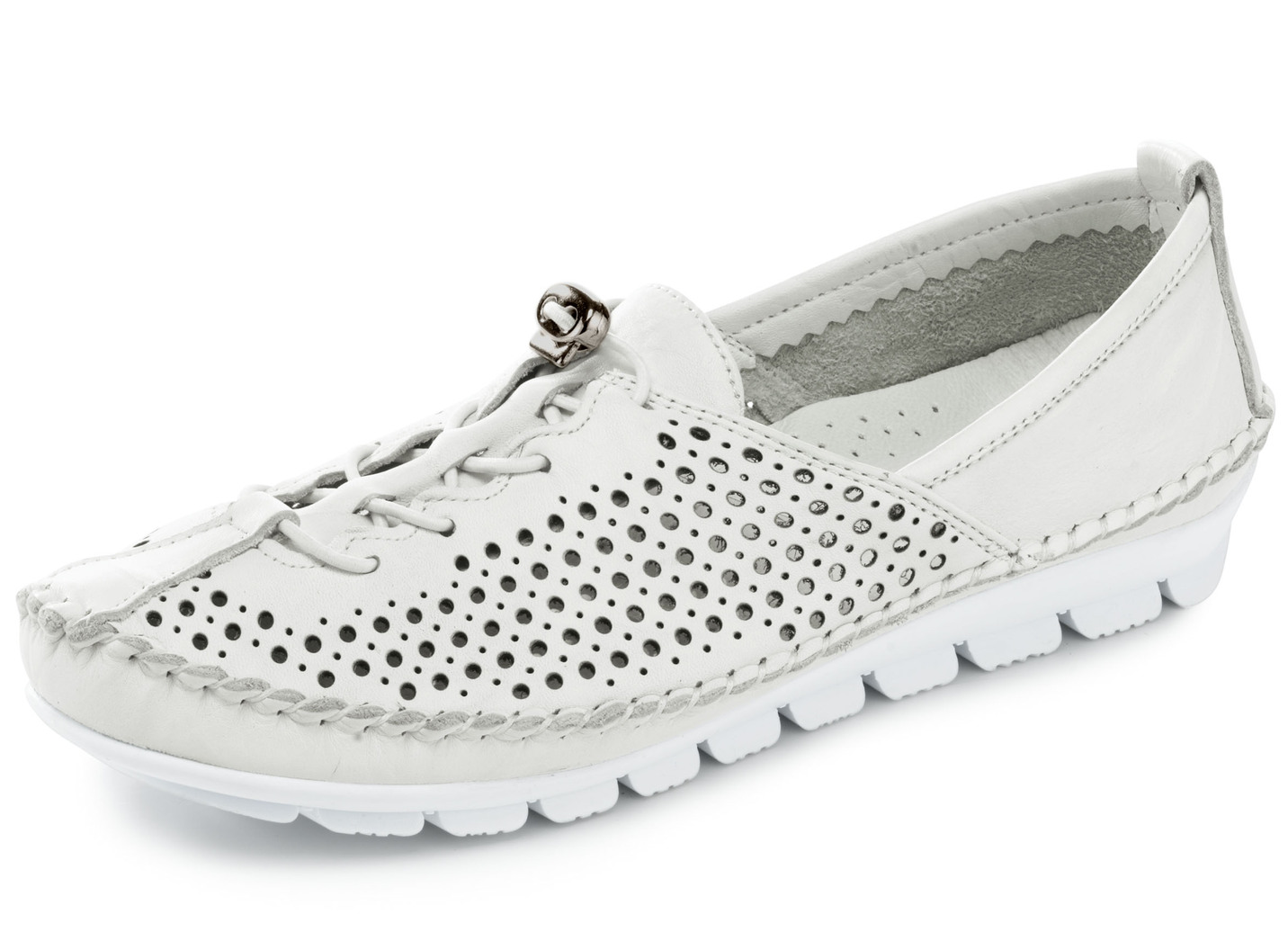 Gemini Mokassin-Slipper mit sommerlicher Perforierung, Weiss, Größe 38 von Gemini