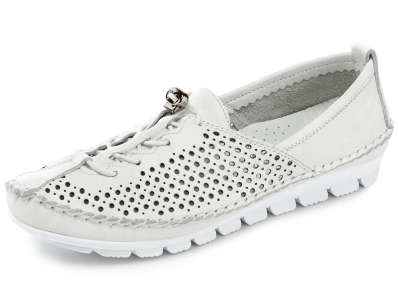 Gemini, bequeme Damen-Slipper, Weite G, mit herausnehmbarem Fußbett, Weiss, Größe 40 von Gemini
