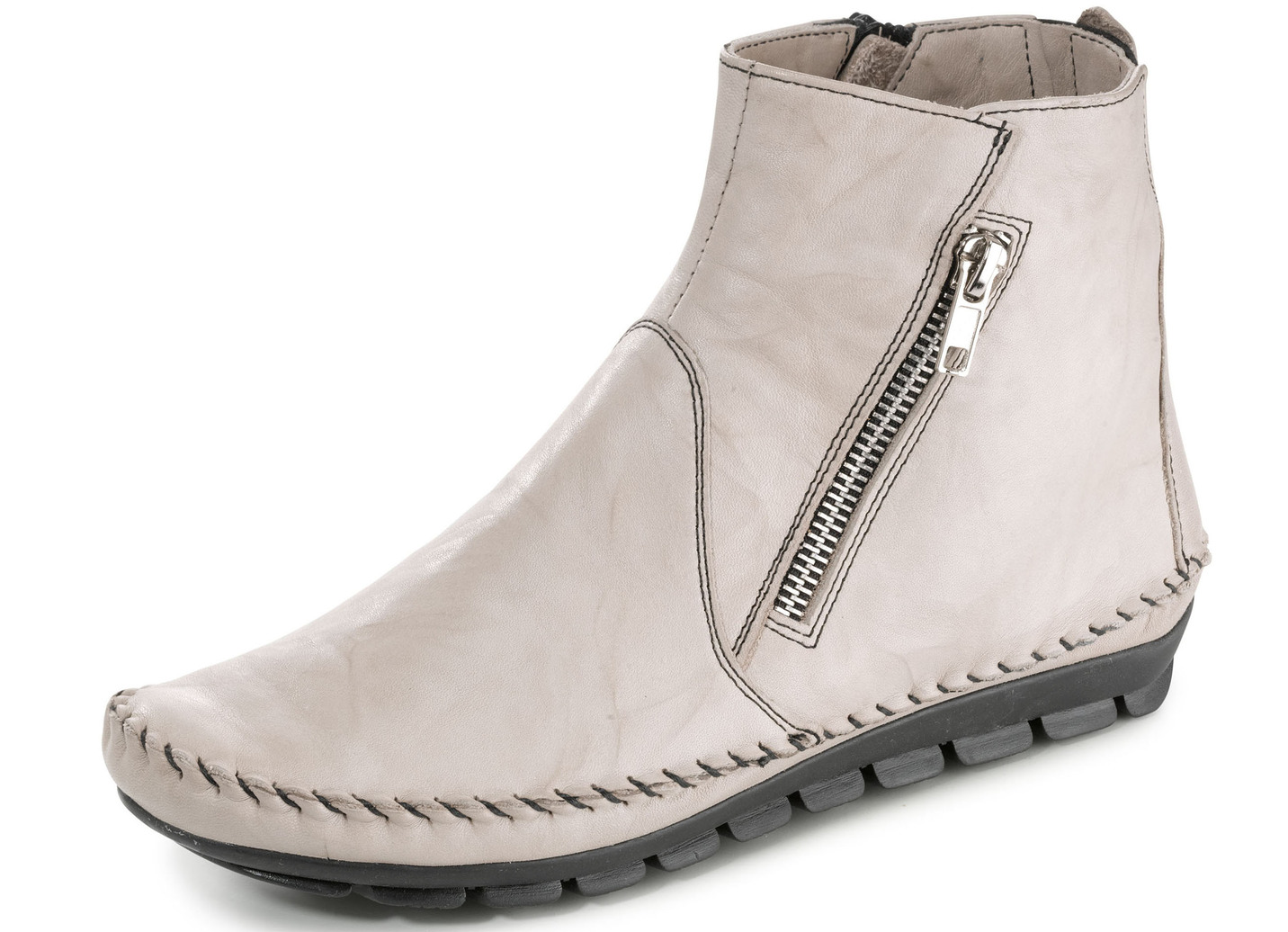 Gemini Mokassin-Stiefelette mit Zier-Reißverschluss, Kiesel, Größe 37 von Gemini