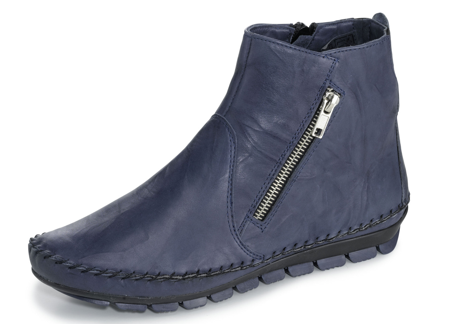 Gemini Mokassin-Stiefelette mit Zier-Reißverschluss, Blau, Größe 39 von Gemini