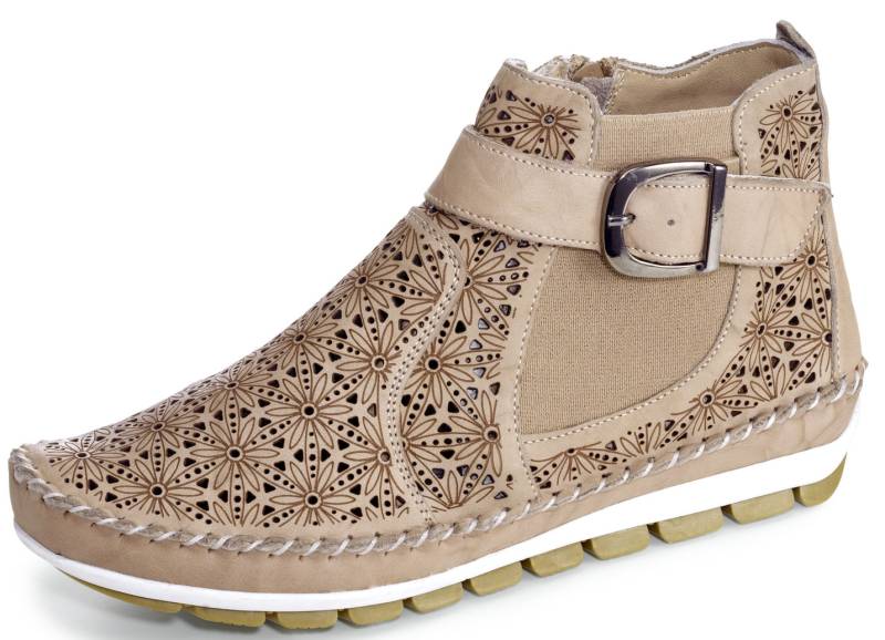 Gemini Mokassin-Stiefelette mit verstellbarer Zierspange, Taupe, Größe 38 von Gemini