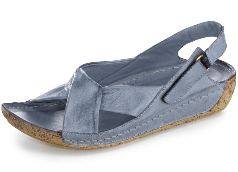 Gemini, bequeme Damen-Sandalen, Weite G, mit Gummizug, Jeans, Größe 41 von Gemini