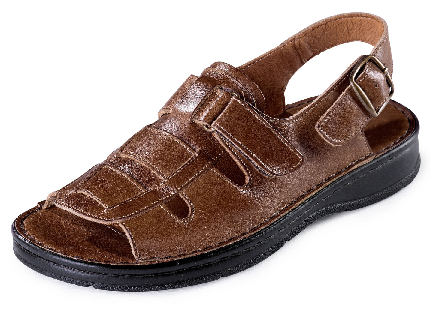 Gemini, klassische Herren-Sandalen, mit Klettverschluss, Cognac, Größe 40 von Gemini