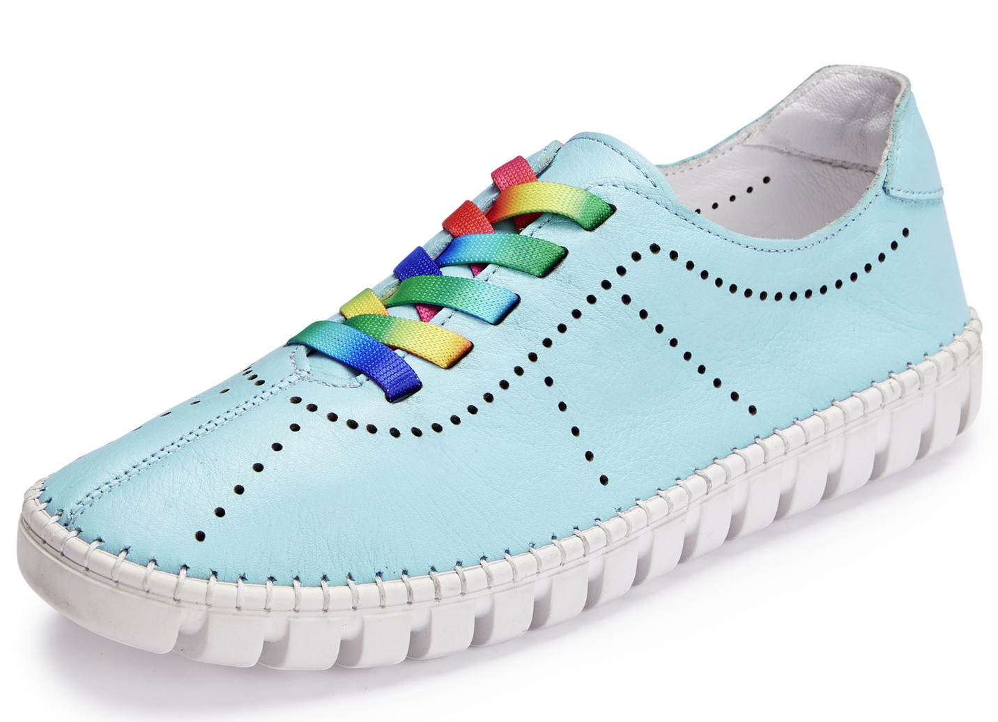 Gemini Schnürschuh mit Schnürsenkel in Regenbogen-Farben, Hellblau, Größe 40 von Gemini