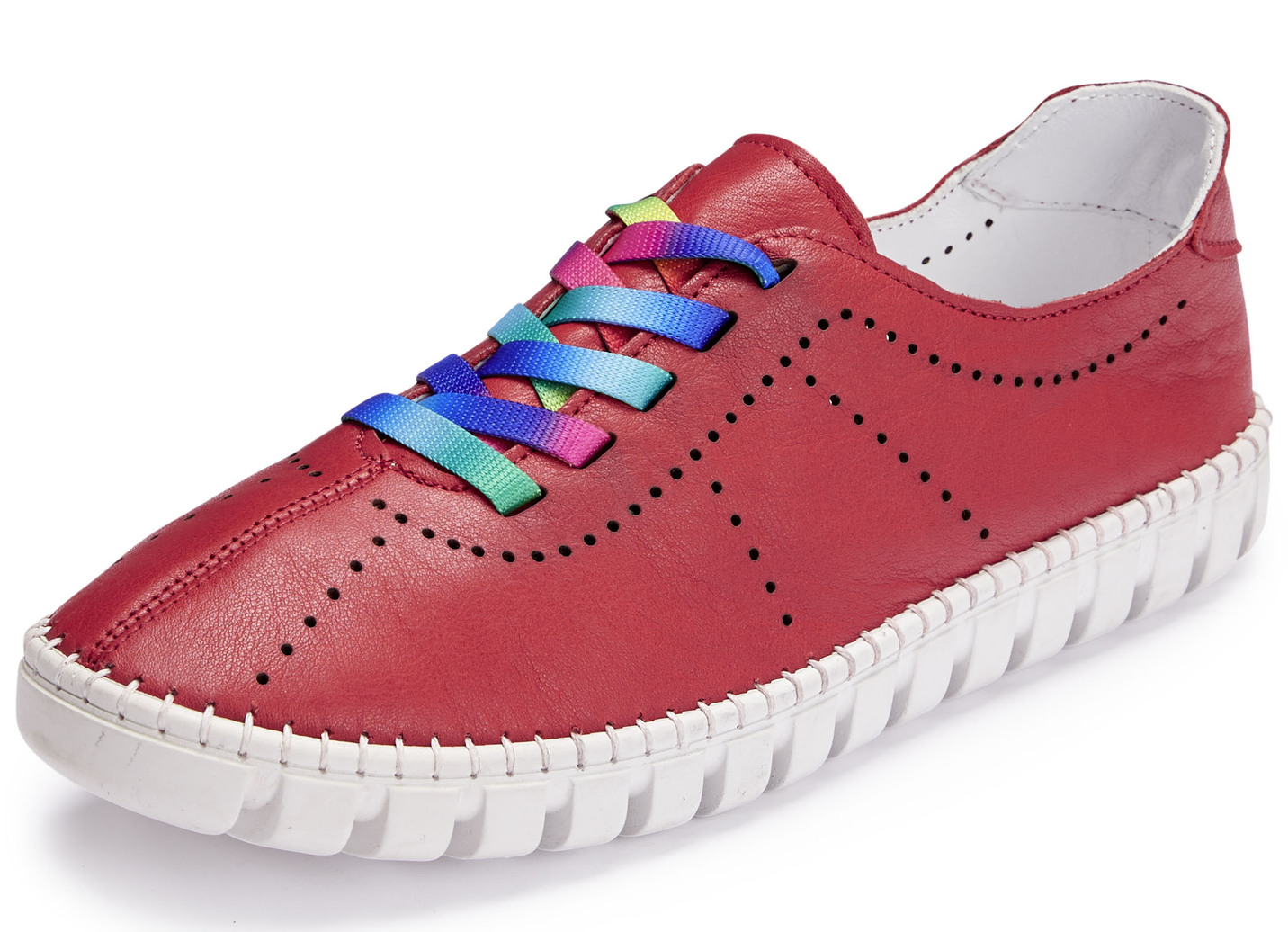 Gemini Schnürschuh mit Schnürsenkel in Regenbogen-Farben, Rot, Größe 39 von Gemini