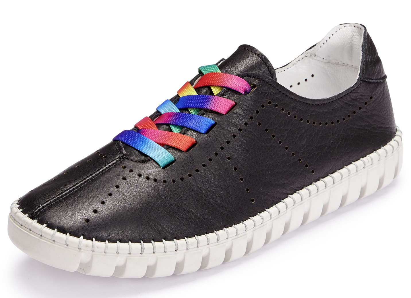 Gemini Schnürschuh mit Schnürsenkel in Regenbogen-Farben, Schwarz, Größe 36 von Gemini