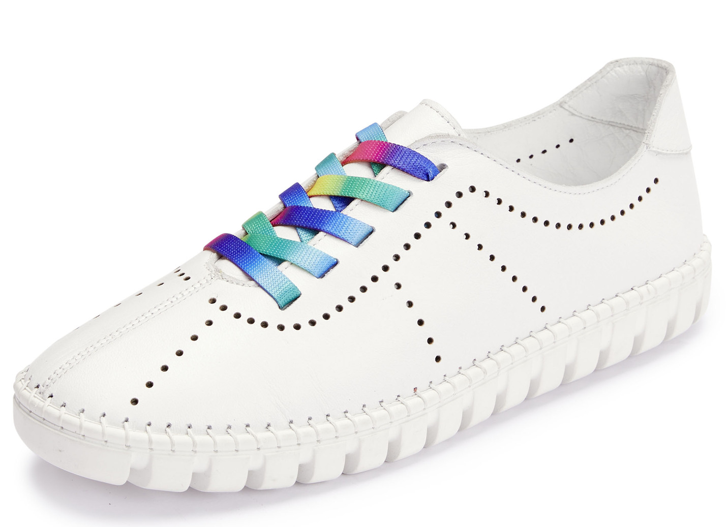 Gemini Schnürschuh mit Schnürsenkel in Regenbogen-Farben, Weiss, Größe 36 von Gemini