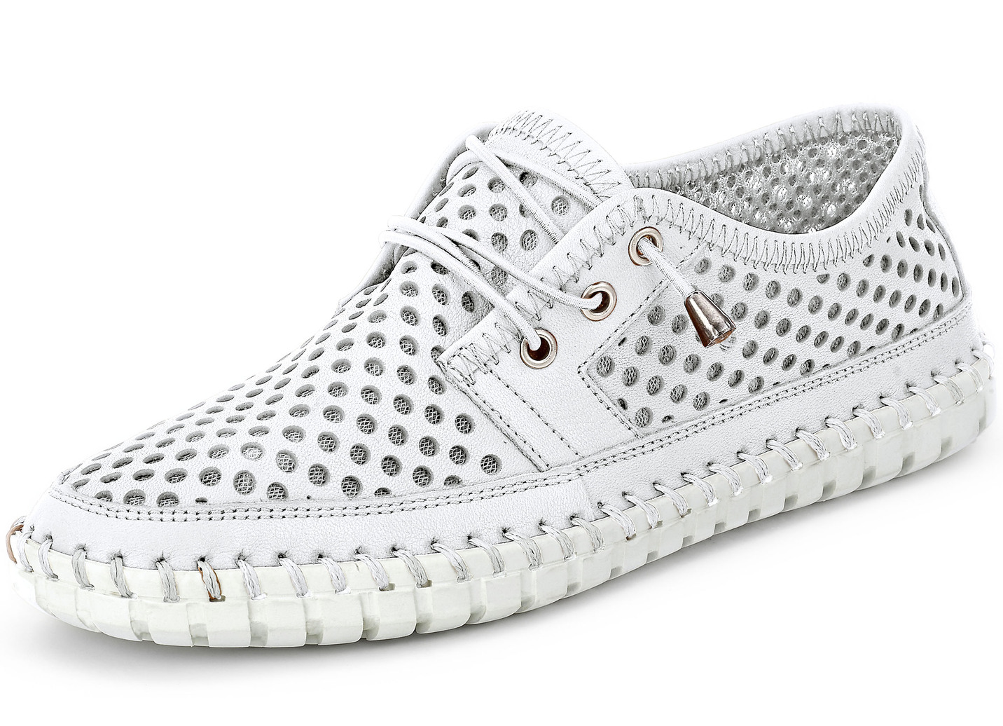 Gemini Schnürschuh aus Rind-Nappaleder mit luftiger Perforation, Weiss, Größe 40 Gemini Schnürschuh aus Rind-Nappaleder mit luftiger Perforation, Weiss, Größe 40 von Gemini