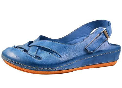 Gemini Damen Sandale Cutouts Leder Slingback 336511-02, Größe:40 EU, Farbe:Blau von Gemini