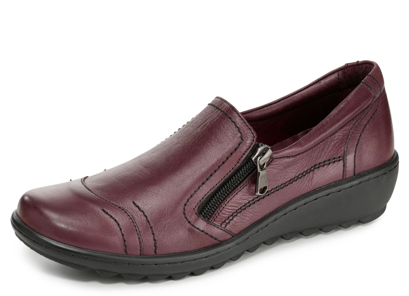 Gemini Slipper aus weichem Rind-Nappaleder, Bordeaux, Größe 36 von Gemini