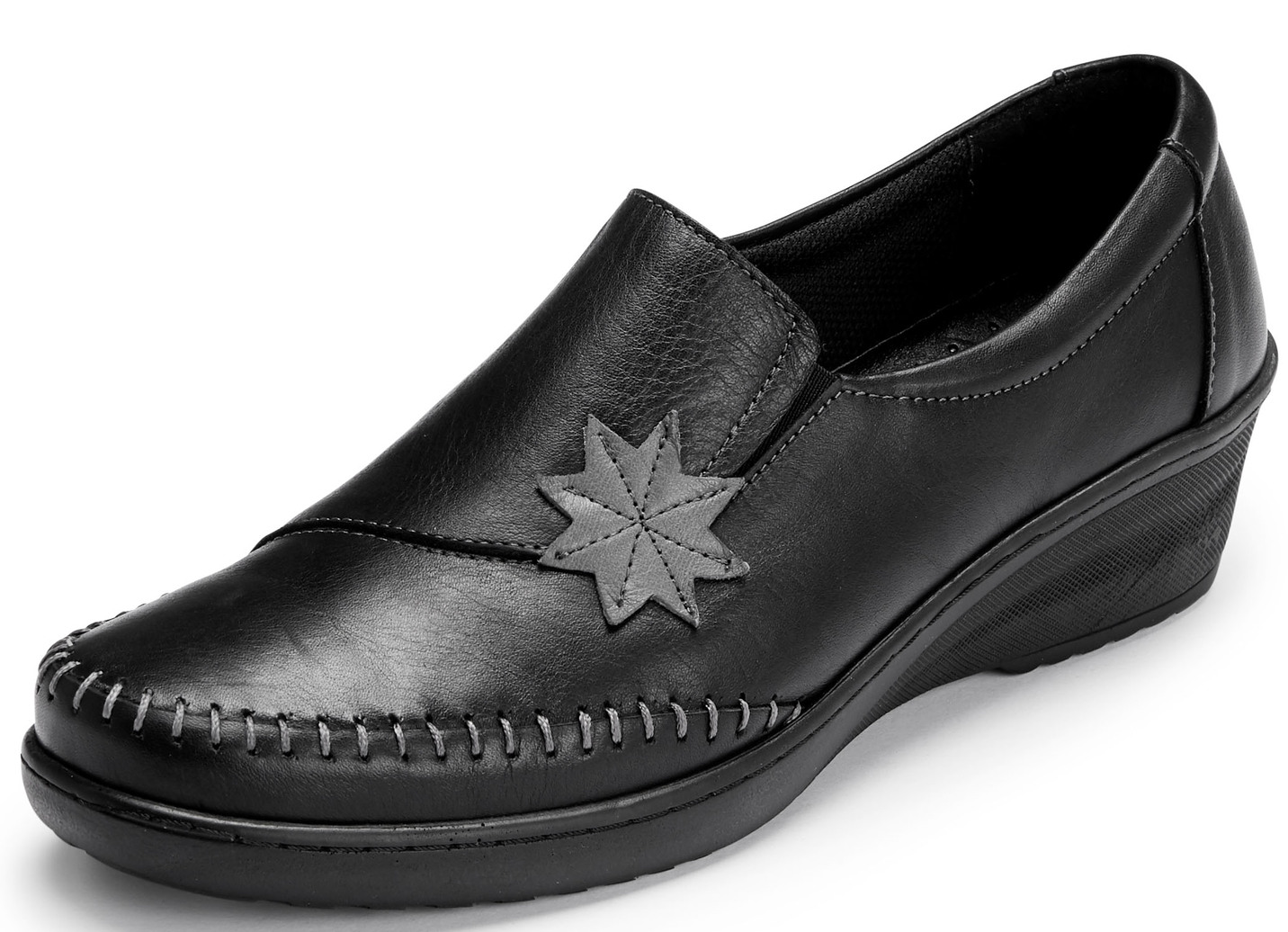 Gemini Slipper mit Leder-Applikation, Schwarz, Größe 38 von Gemini