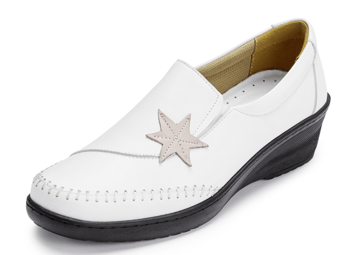 Gemini Slipper mit Leder-Applikation, Weiss, Größe 37 von Gemini