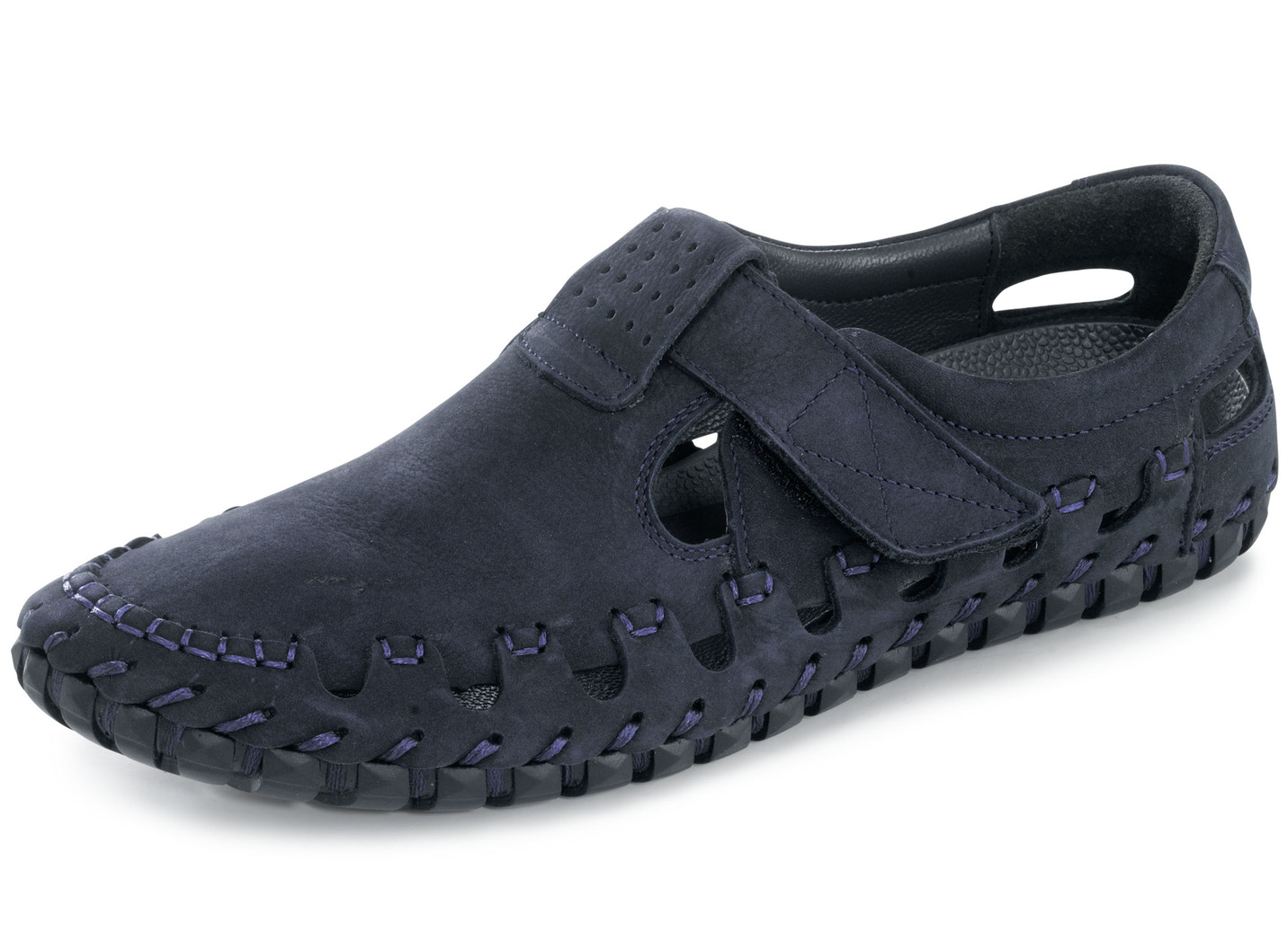 Gemini Slipper mit effektvollen Ziernähten, Marine, Größe 46 von Gemini