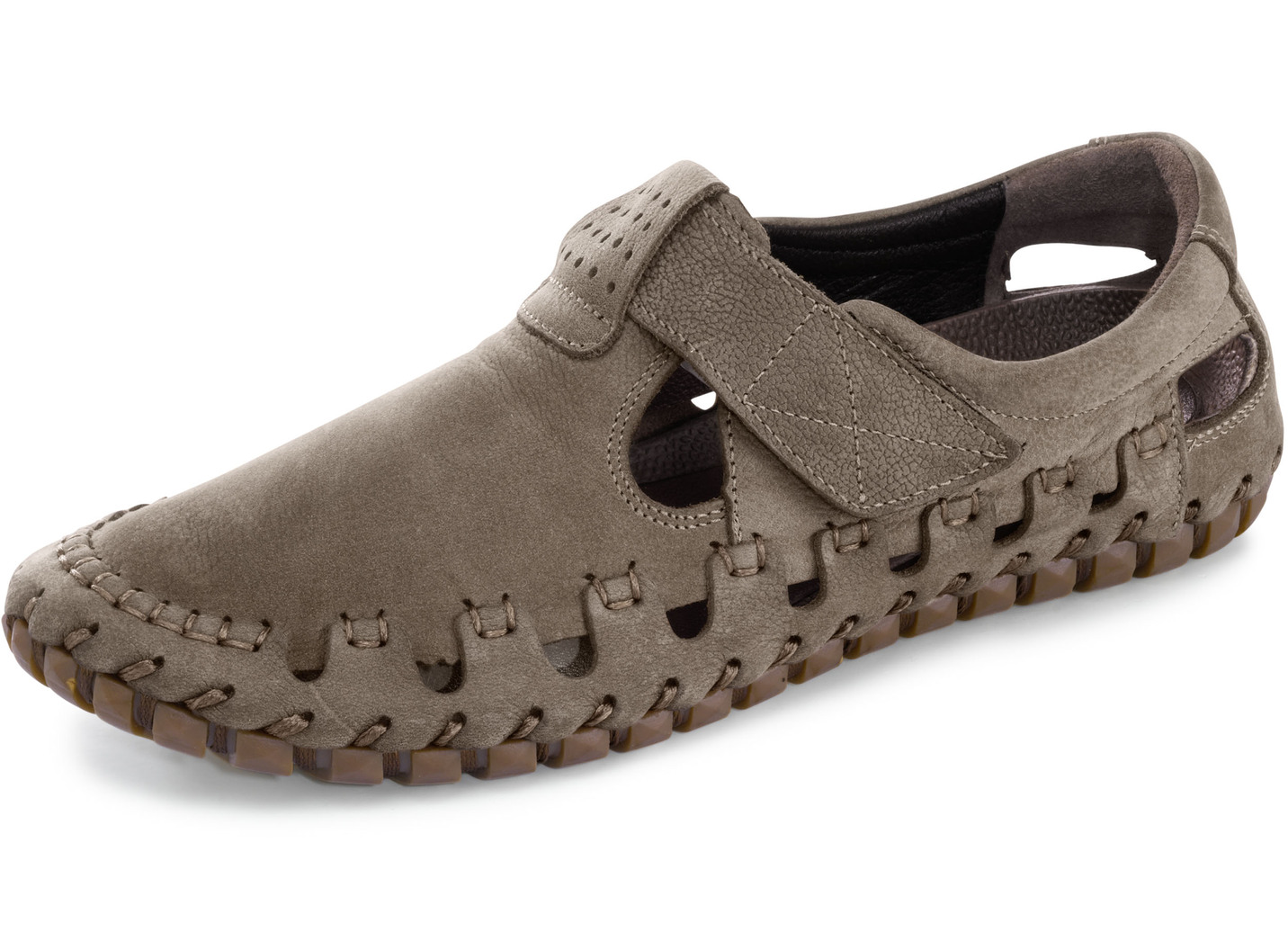 Gemini Slipper aus weichem Rind-Nubukleder, Taupe, Größe 41 von BADER