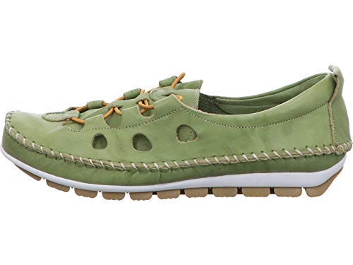 Gemini 003115-01 Damen Ballerina Slipper Mokassins Leder, Größe:37 EU, Farbe:Grün von Gemini