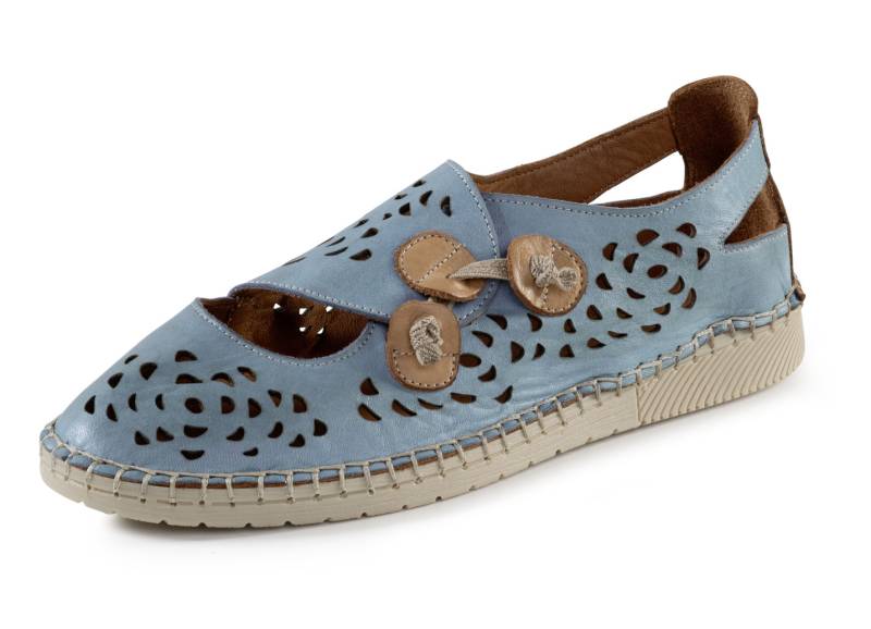 Gemini Slipper mit luftigen Durchbrüchen, Jeans-Camel, Größe 38 von Gemini