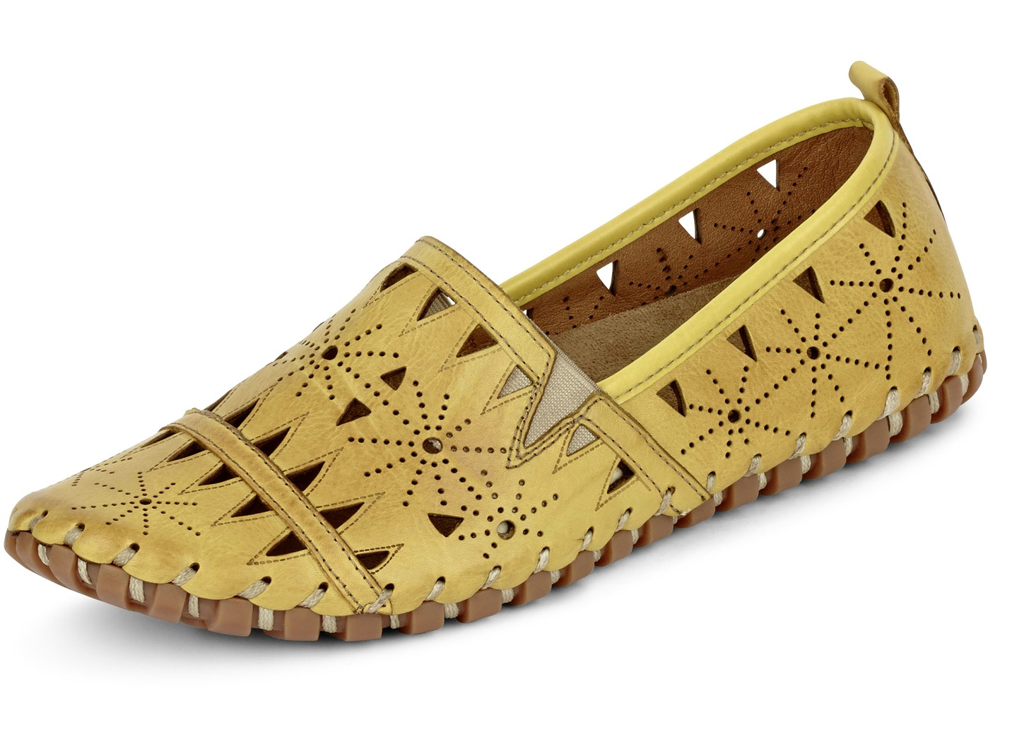 Gemini Slipper mit luftiger Perforation, Maisgelb, Größe 38 von Gemini