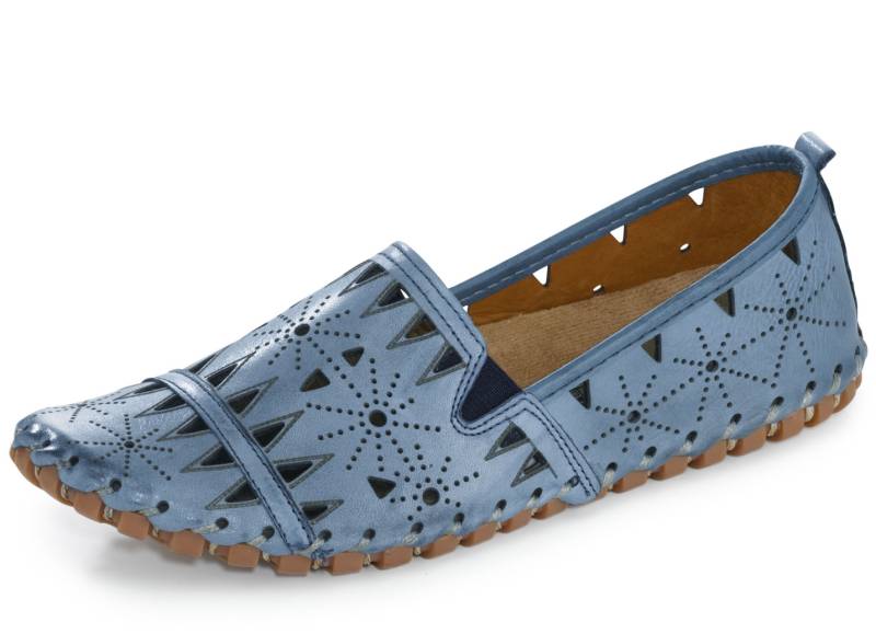 Gemini, sommerliche Damen-Slipper, Weite G, mit herausnehmbarem Fußbett, Jeans, Größe 42 von Gemini