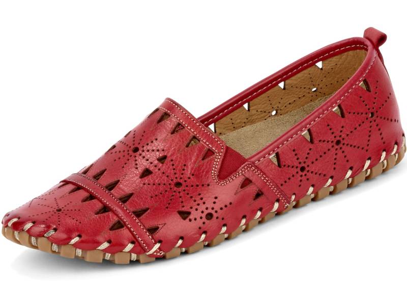 Gemini, sommerliche Damen-Slipper, Weite G, mit herausnehmbarem Fußbett, Rot, Größe 36 von Gemini