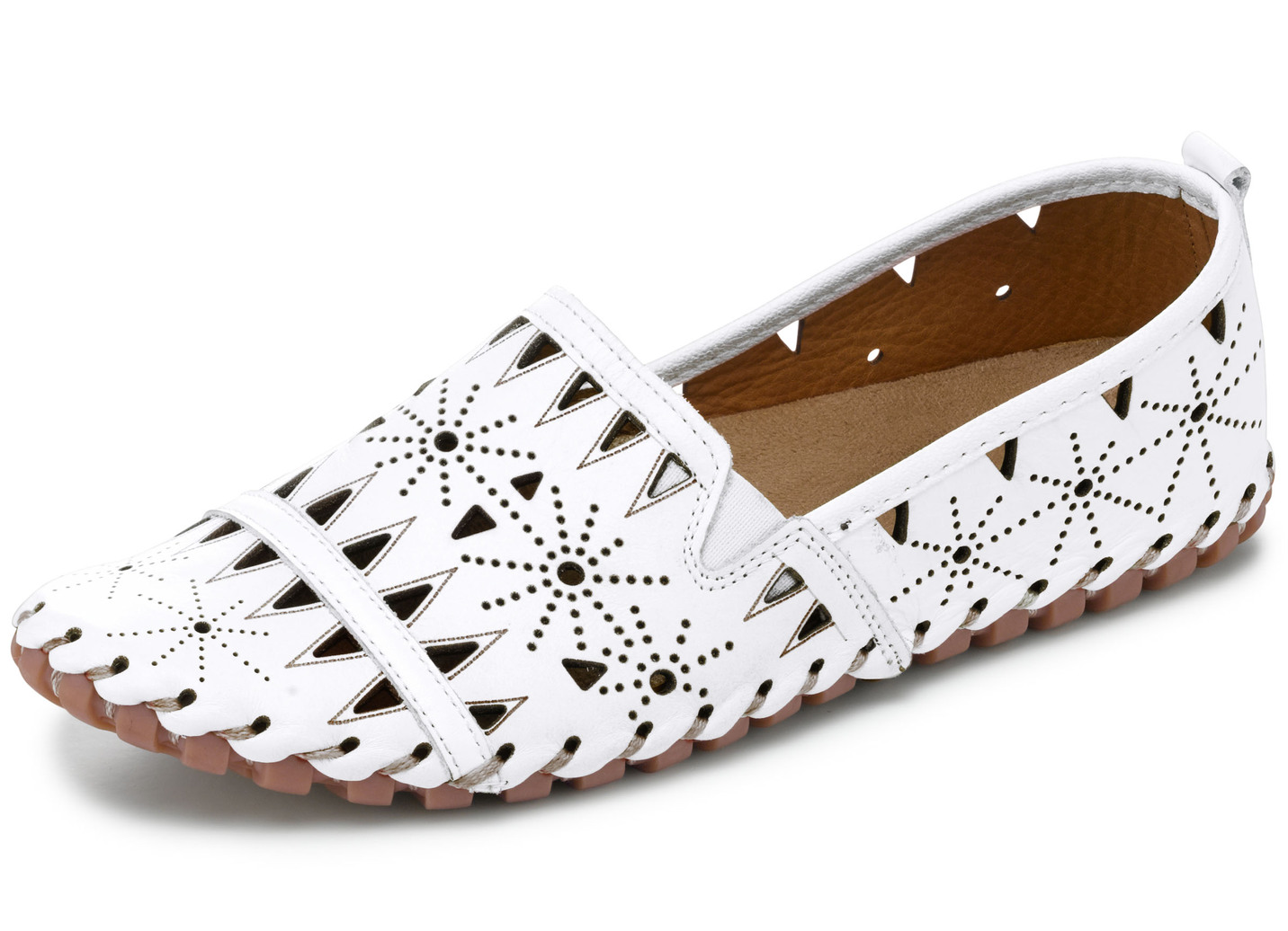 Gemini Slipper mit luftiger Perforation, Weiss, Größe 36 von Gemini