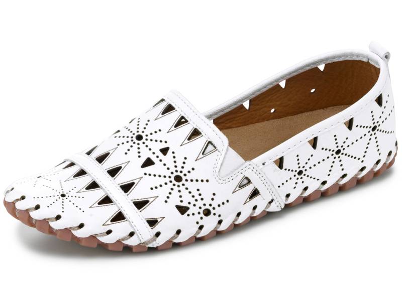 Gemini, sommerliche Damen-Slipper, Weite G, mit herausnehmbarem Fußbett, Weiss, Größe 41 von Gemini