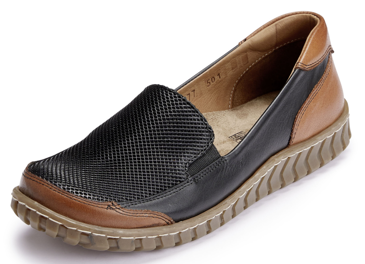 Gemini Slipper mit seitlich eingesetzten Gummizügen, Schwarz-Braun, Größe 36 von Gemini