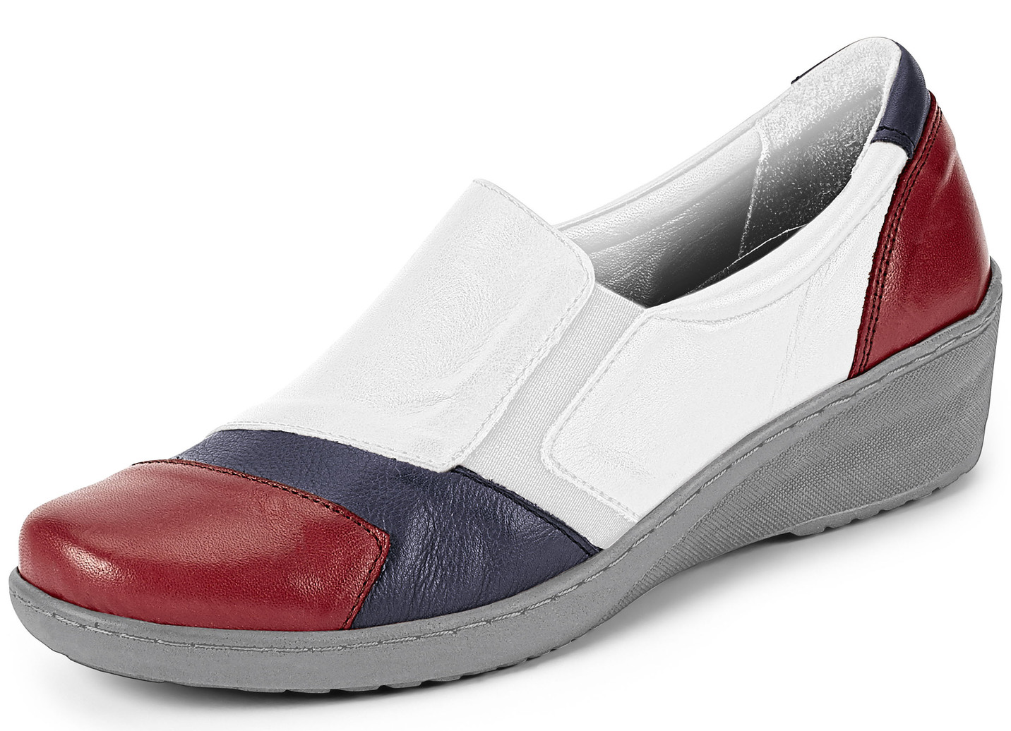 Gemini Slipper mit seitlichen Gummizügen, Weiss-Rot-Blau, Größe 36 von Gemini