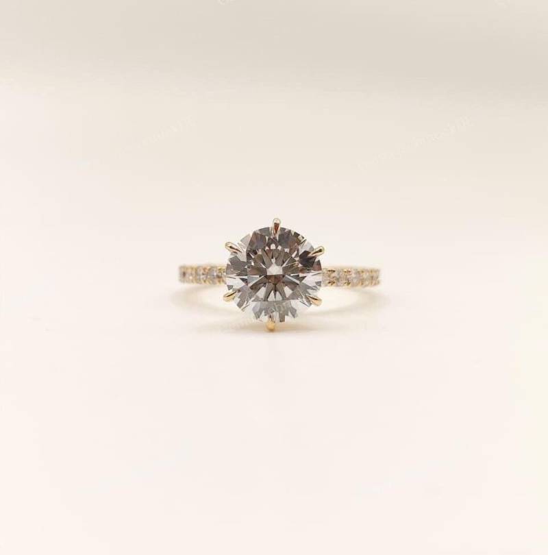 1, 80 Ct Rundschliff Lab Grown Diamant 14K Gelbgold Pave Set Verlobungsring Für Frauen-Ehering-Vorschlag Ring-Versprechen Ring-Braut Ring von GeminischmuckDE