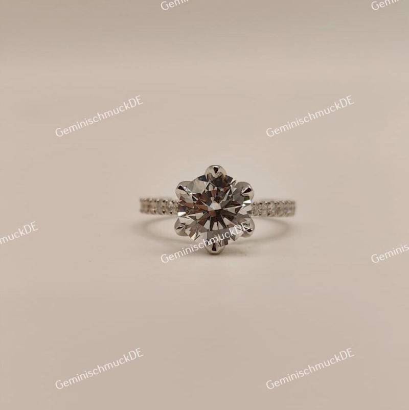 1, 80 Ct Rundschliff Labor Gewachsen Diamant 18K Weißgold Vintage Verlobungsring Geschenk Für von GeminischmuckDE