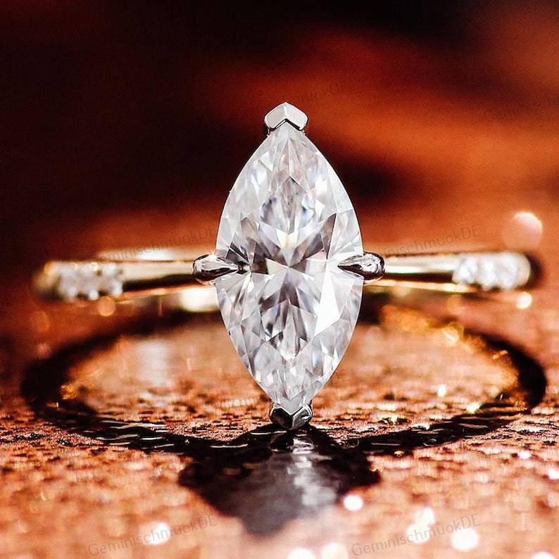 1.50Ct Marquise-Schliff Lab Gewachsen Cvd Diamant-Verlobungsring | 10/14/18K Solid Gold Prong Set Hochzeitsversprechen Ring Jubiläumsring Für Sie von GeminischmuckDE