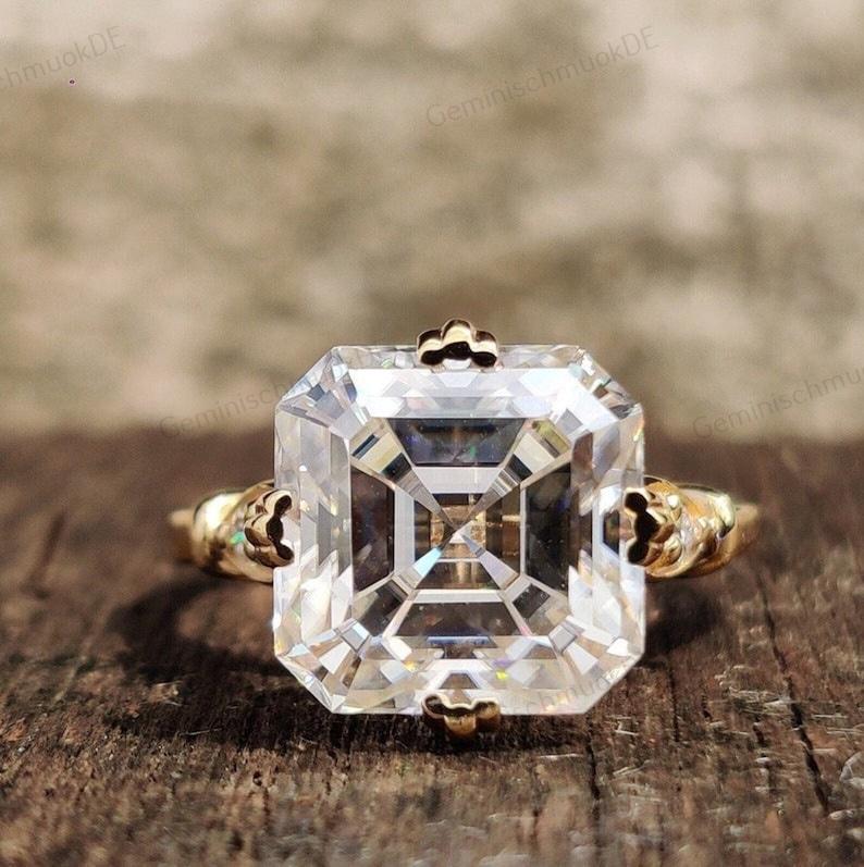 2.0 Ct Asscher Cut Lab Gewachsen Diamant Verlobungsring Vintage Ringe Art Deco Ehering Einzigartige Prongs Korb Set Jubiläumsring Für Sie von GeminischmuckDE