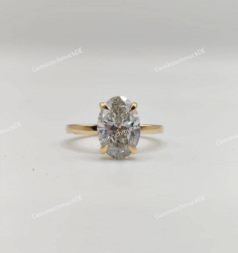 2.30 Ct Oval Form Diamant 10/14K Massiv Gelbgold Solitär Verlobungsring Ehering Versprechen Ring-Vorschlag Ring-Braut Ring von GeminischmuckDE