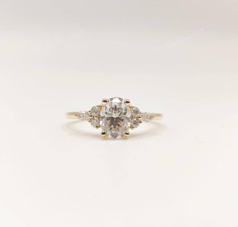 2.50 Ct Oval Cut Lab Grown Diamant 10/14K Gelbgold Cluster Verlobungsring Für Frauen-Ehering-Vorschlag Ring-Versprechen Ring-Braut Ring von GeminischmuckDE