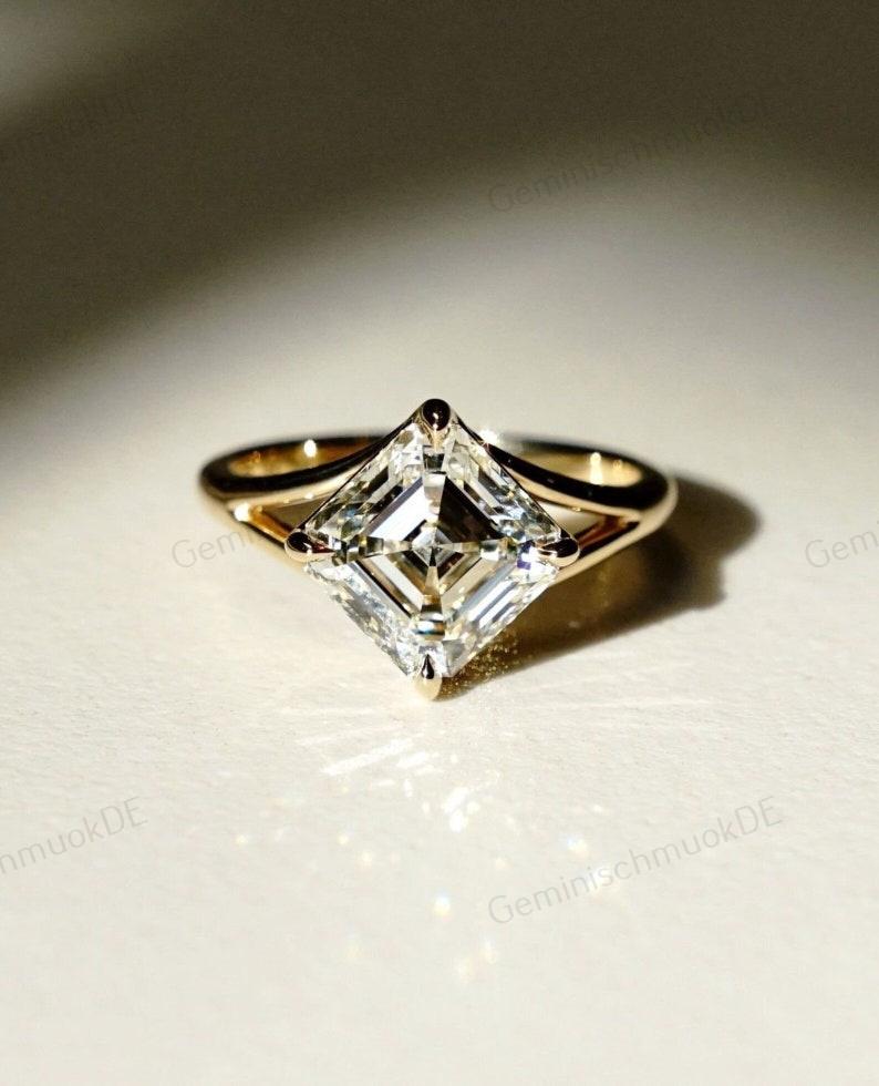 2.9 Ct Perfektes Jahrestagsgeschenk Asscher Schnitt Farblos Labor Gewachsen Verlobungsring Massiv 14K Goldring Lab Ehering Braut Set Ring 2.9 Ct Perfektes Jahrestagsgeschenk Asscher Schnitt Farblos Labor Gewachsen Verlobungsring Massiv 14K Goldring Lab Ehering Braut Set Ring von GeminischmuckDE