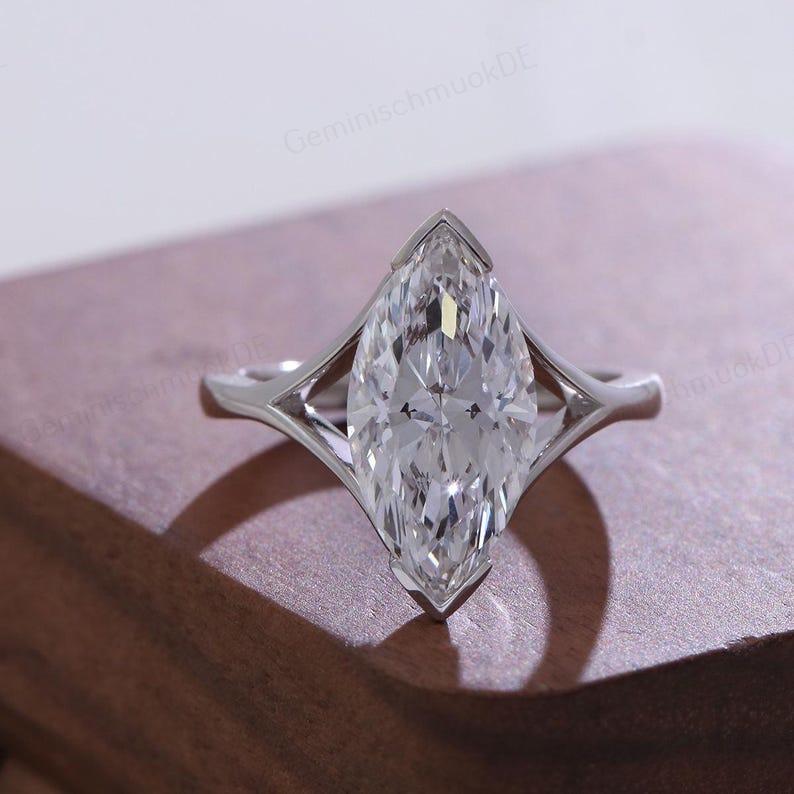 2Ct Atemberaubender Marquise Cut Diamant Solitärring - Einzigartiger Statement-Verlobungsring Eleganter Weißgold Brautring, Luxus-Jubiläumsgeschenk von GeminischmuckDE