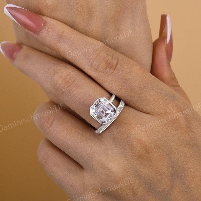 3.0 Ct Solid 14K Gelbgold Lab Diamant Asscher Cut Solitär Ehering Grown Verlobungsring Hochzeit Jahrestag Geschenk Für Frauen von GeminischmuckDE
