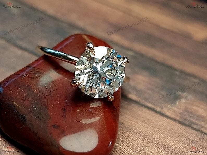 3Ct Runder Diamant Igi-Zertifizierter, Im Labor Gewachsener, Brilliantschliff-Verlobungsring, Solitär-Verlobungsring Gewachsener Ehering Für Ihre von GeminischmuckDE